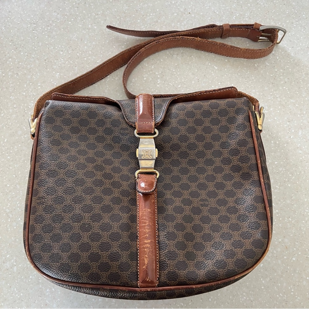 Vintage Celine Macadam Shoulder Crossbody Bag